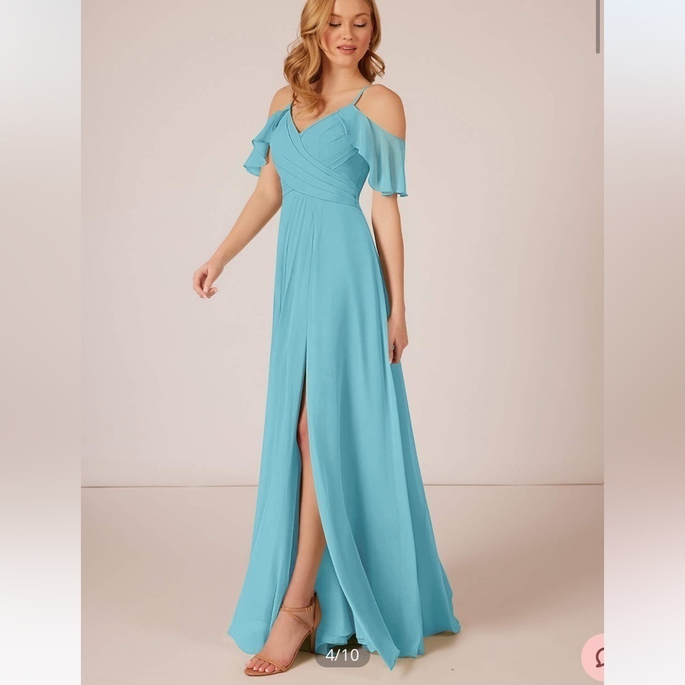 azazie Dakota bridesmaids dress pool blue 8